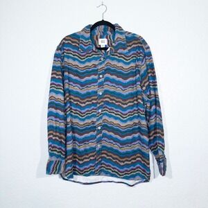BDG x Urban Outfitters Blue‎ Wavy Striped Button Down Shirt Size Medium